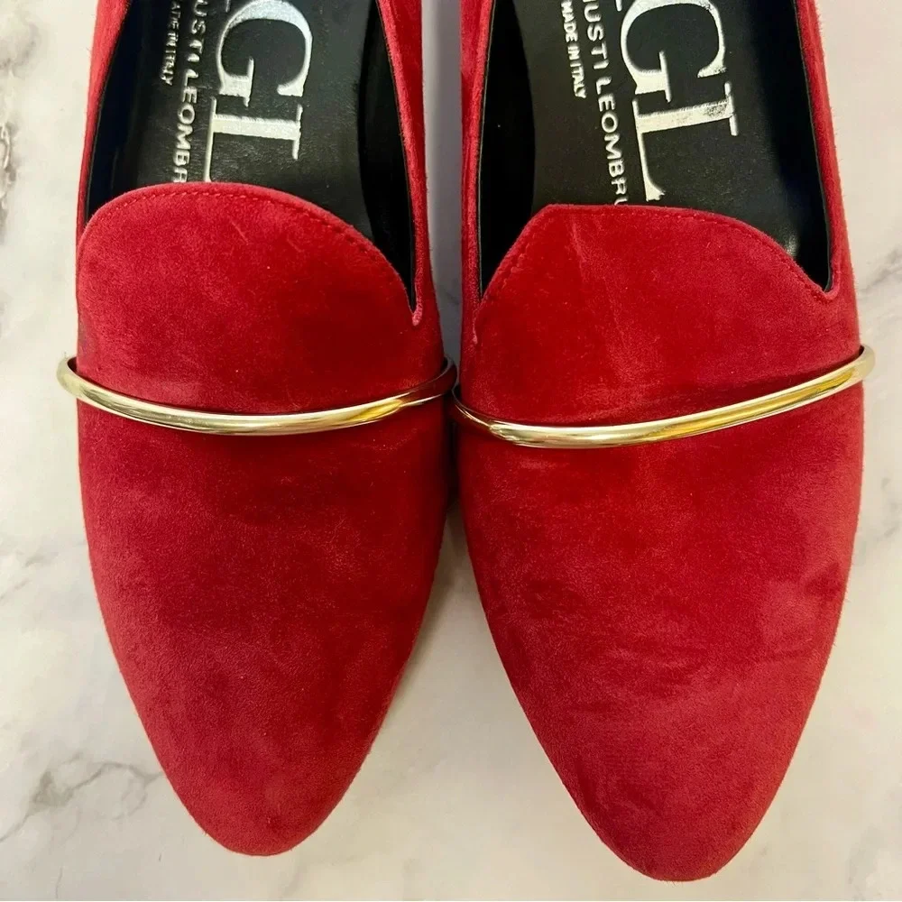 AGL Attilio Giusti Leombruni Red Suede Slip On Casual Womens Shoe Size 36 - Picture 4 of 17